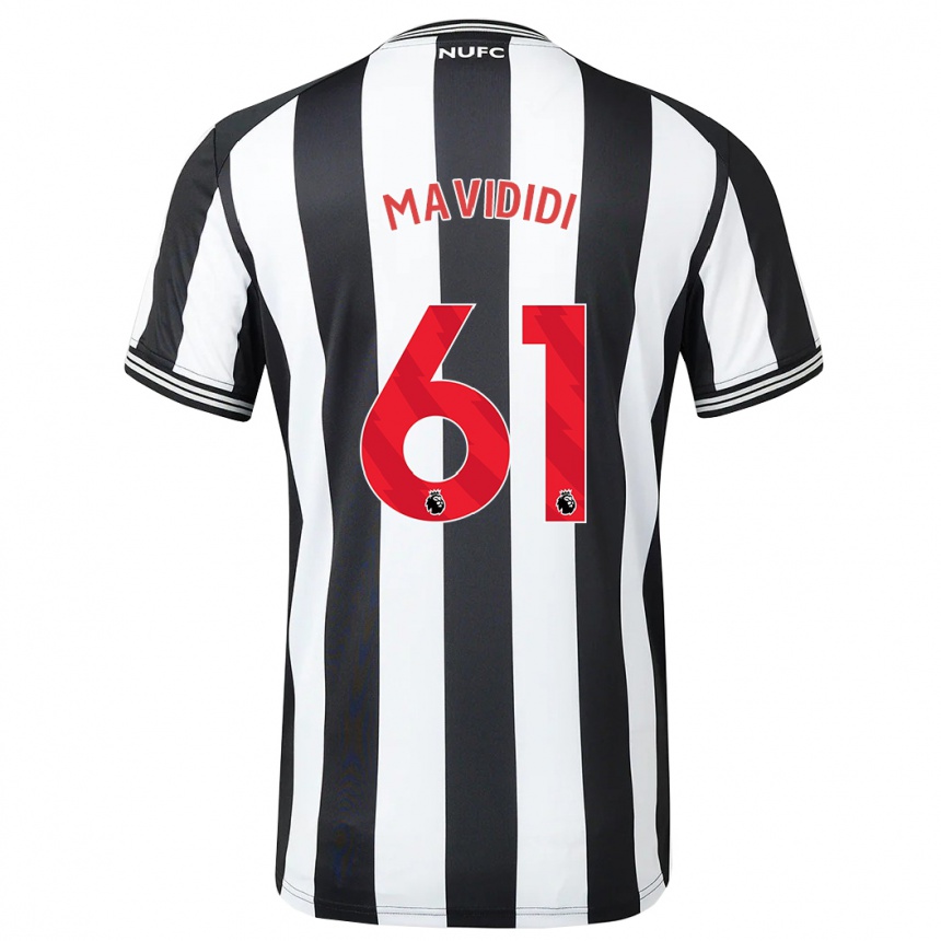 Kids Football Shaun Mavididi #61 Black White Home Jersey 2023/24 T-Shirt