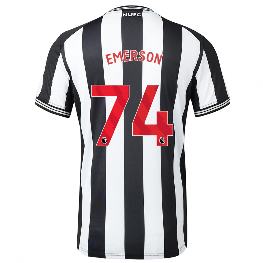 Kids Football Johnny Emerson #74 Black White Home Jersey 2023/24 T-Shirt