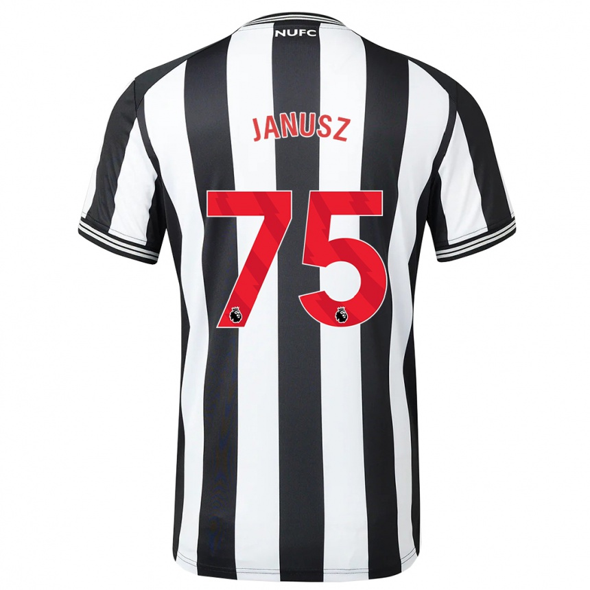 Kids Football Adrian Janusz #75 Black White Home Jersey 2023/24 T-Shirt