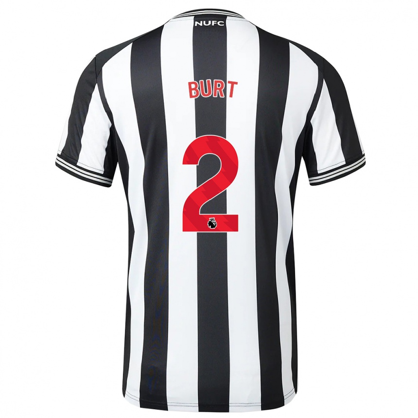 Kids Football Daisy Burt #2 Black White Home Jersey 2023/24 T-Shirt