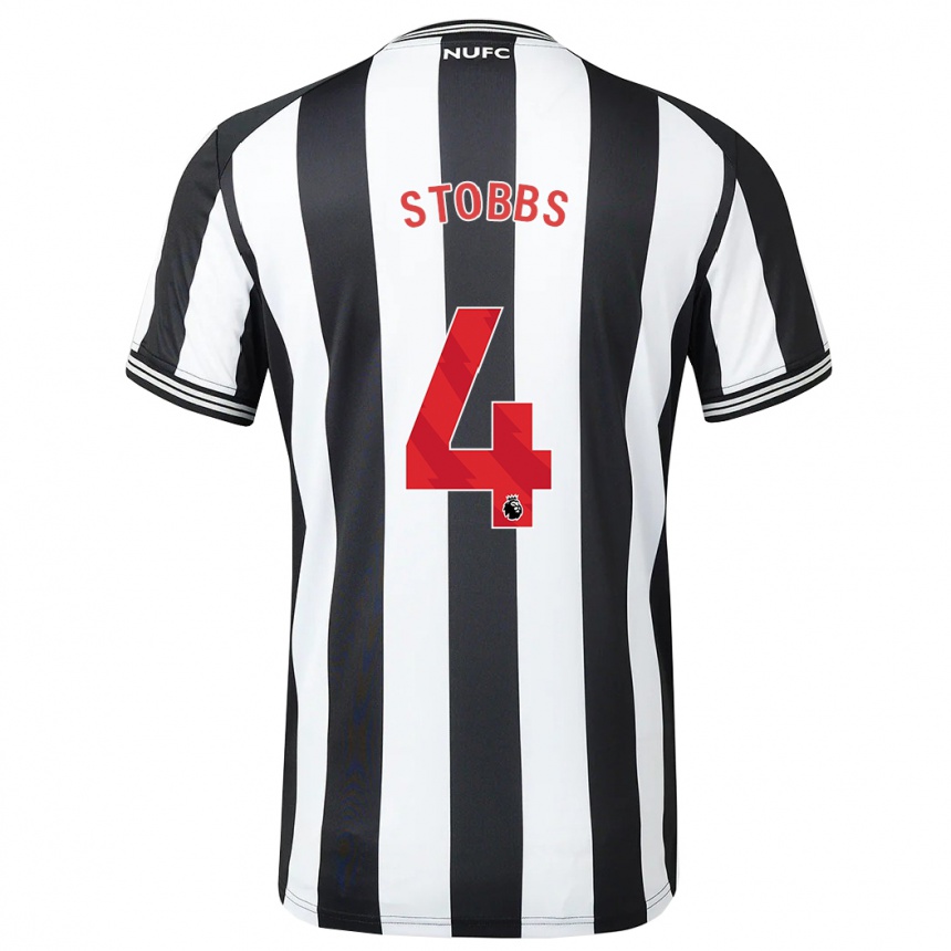 Kids Football Amber-Keegan Stobbs #4 Black White Home Jersey 2023/24 T-Shirt