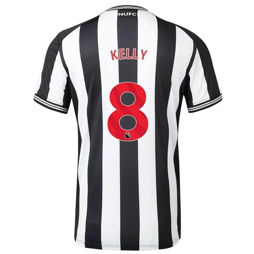 Kids Football Emma Kelly #8 Black White Home Jersey 2023/24 T-Shirt