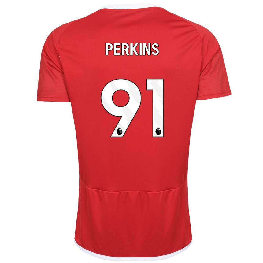 Kids Football Jack Perkins #91 Red Home Jersey 2023/24 T-Shirt