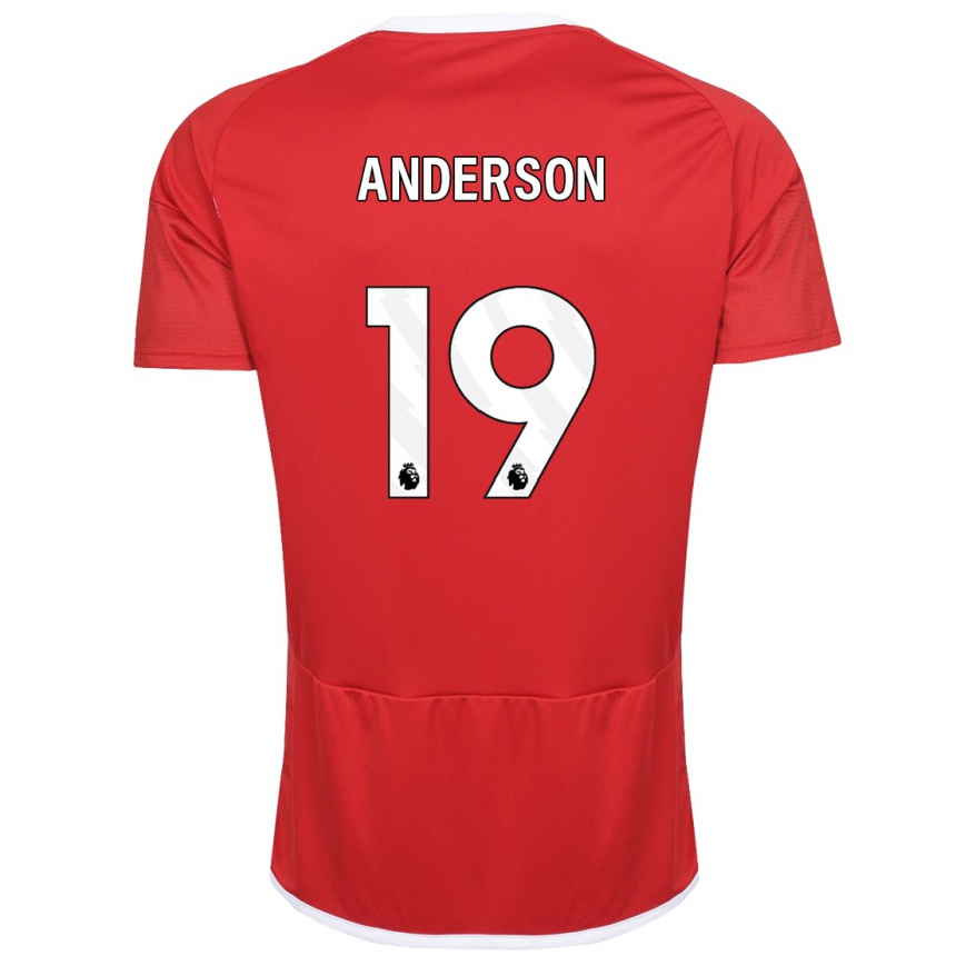 Kids Football Becky Anderson #19 Red Home Jersey 2023/24 T-Shirt