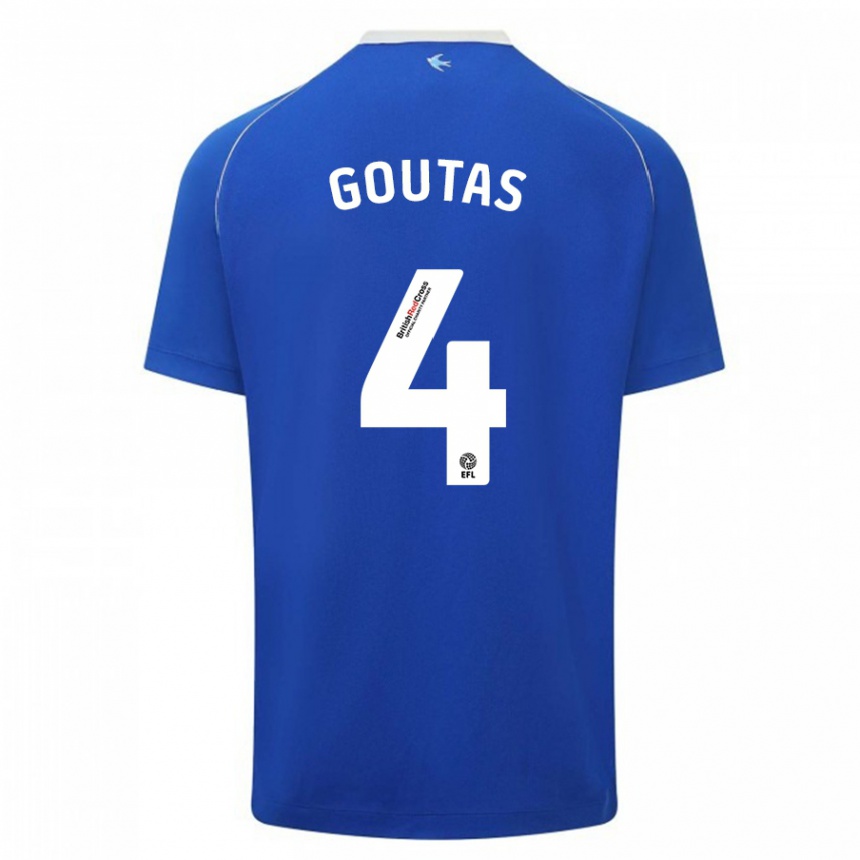 Kids Football Dimitrios Goutas #4 Blue Home Jersey 2023/24 T-Shirt