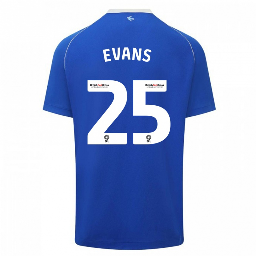 Kids Football Kieron Evans #25 Blue Home Jersey 2023/24 T-Shirt