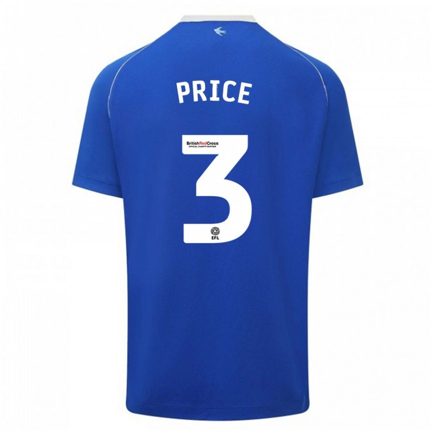 Kids Football Ffion Price #3 Blue Home Jersey 2023/24 T-Shirt