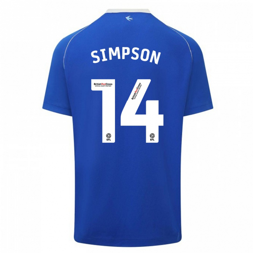 Kids Football Jasmine Simpson #14 Blue Home Jersey 2023/24 T-Shirt