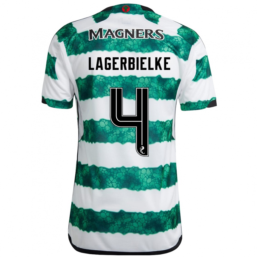 Kids Football Gustaf Lagerbielke #4 Green Home Jersey 2023/24 T-Shirt
