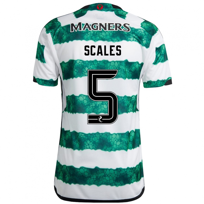 Kids Football Liam Scales #5 Green Home Jersey 2023/24 T-Shirt