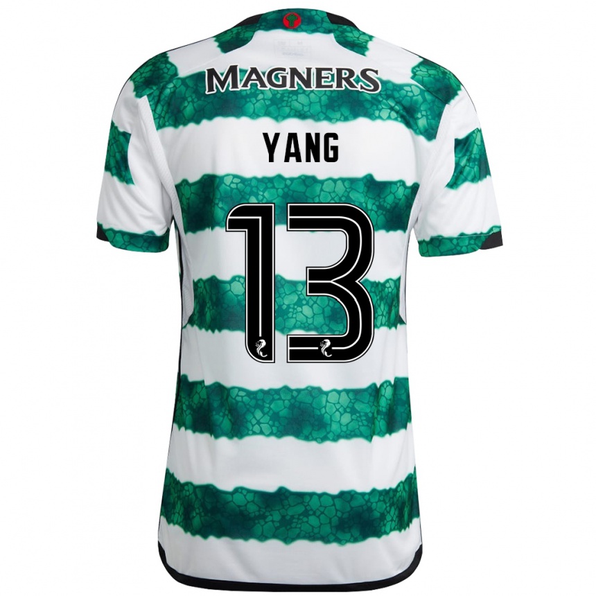 Kids Football Hyun-Jun Yang #13 Green Home Jersey 2023/24 T-Shirt