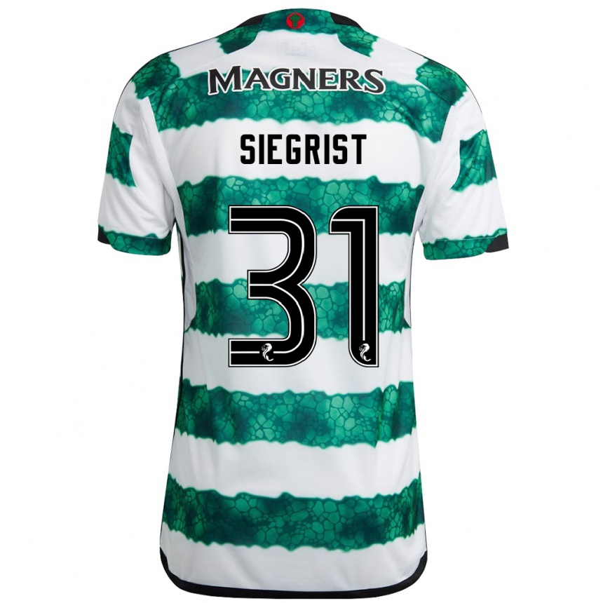 Kids Football Benjamin Siegrist #31 Green Home Jersey 2023/24 T-Shirt