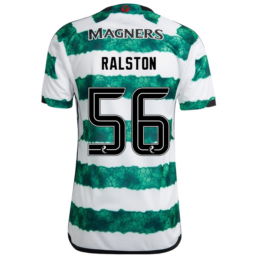 Kids Football Anthony Ralston #56 Green Home Jersey 2023/24 T-Shirt