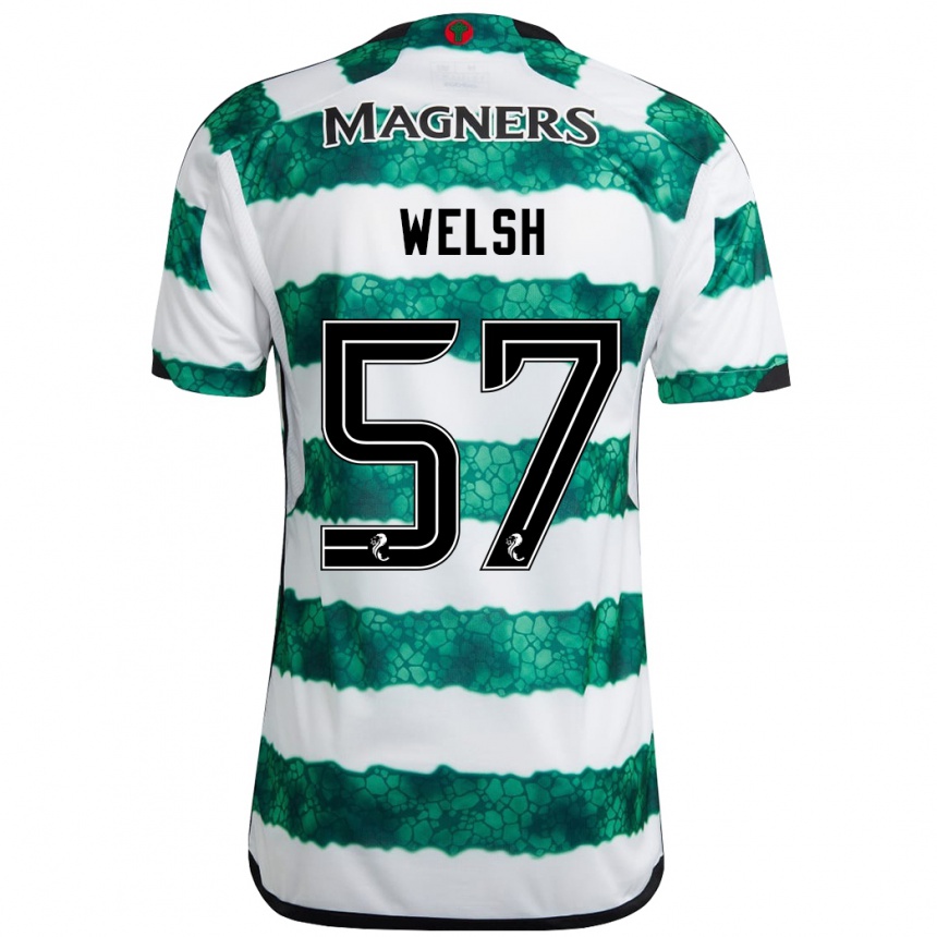 Kids Football Stephen Welsh #57 Green Home Jersey 2023/24 T-Shirt