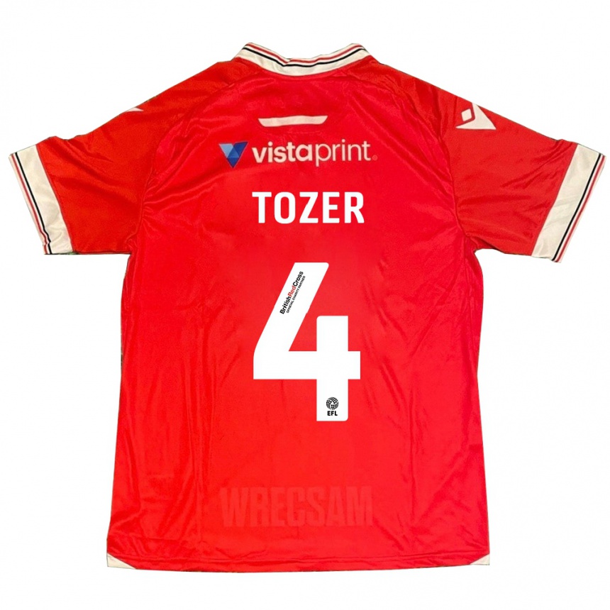 Kids Football Ben Tozer #4 Red Home Jersey 2023/24 T-Shirt
