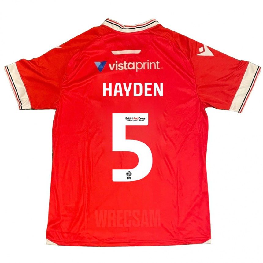 Kids Football Aaron Hayden #5 Red Home Jersey 2023/24 T-Shirt