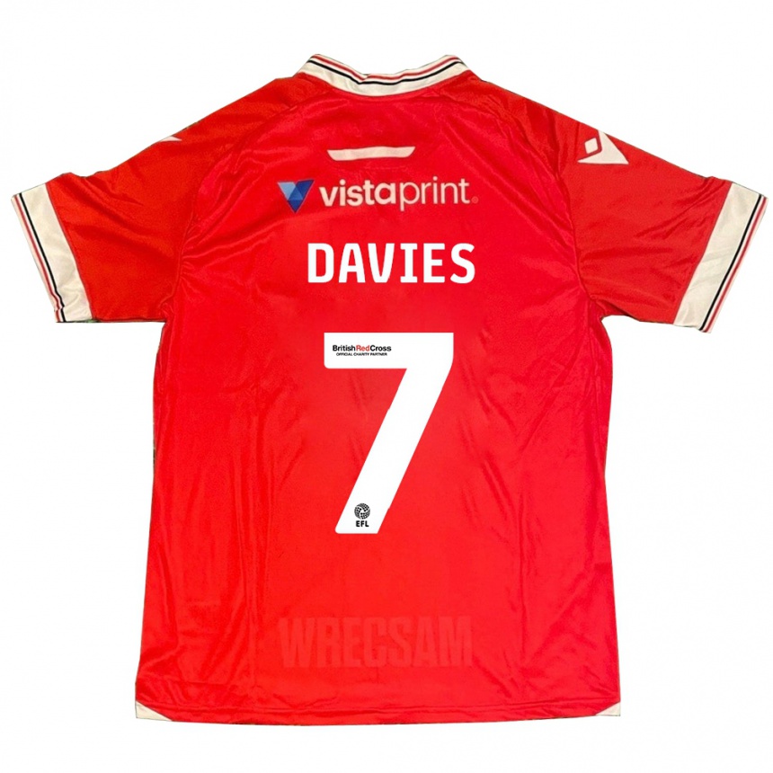 Kids Football Jordan Davies #7 Red Home Jersey 2023/24 T-Shirt