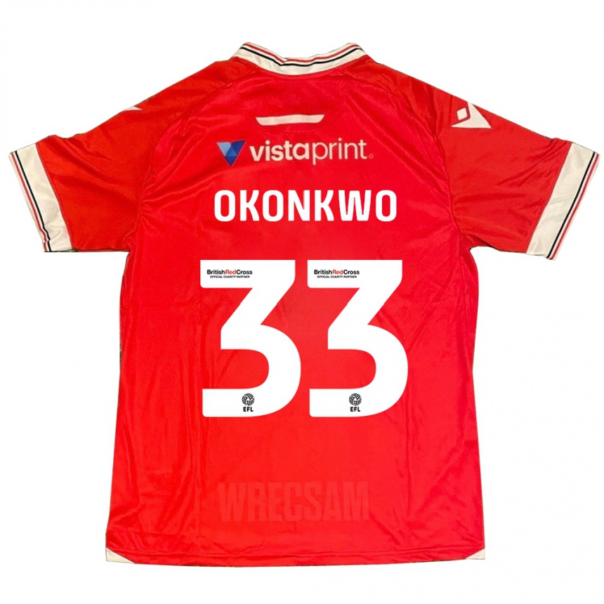 Kids Football Arthur Okonkwo #33 Red Home Jersey 2023/24 T-Shirt