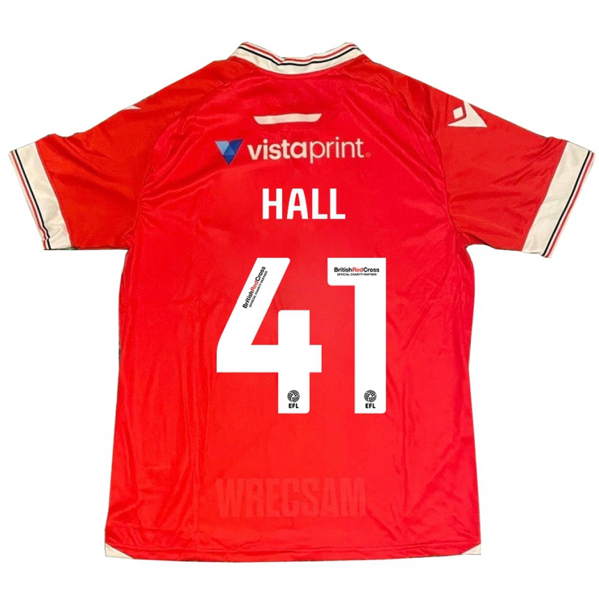 Kids Football Liam Hall #41 Red Home Jersey 2023/24 T-Shirt