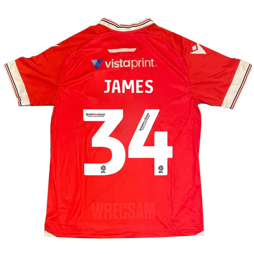 Kids Football Aaron James #34 Red Home Jersey 2023/24 T-Shirt