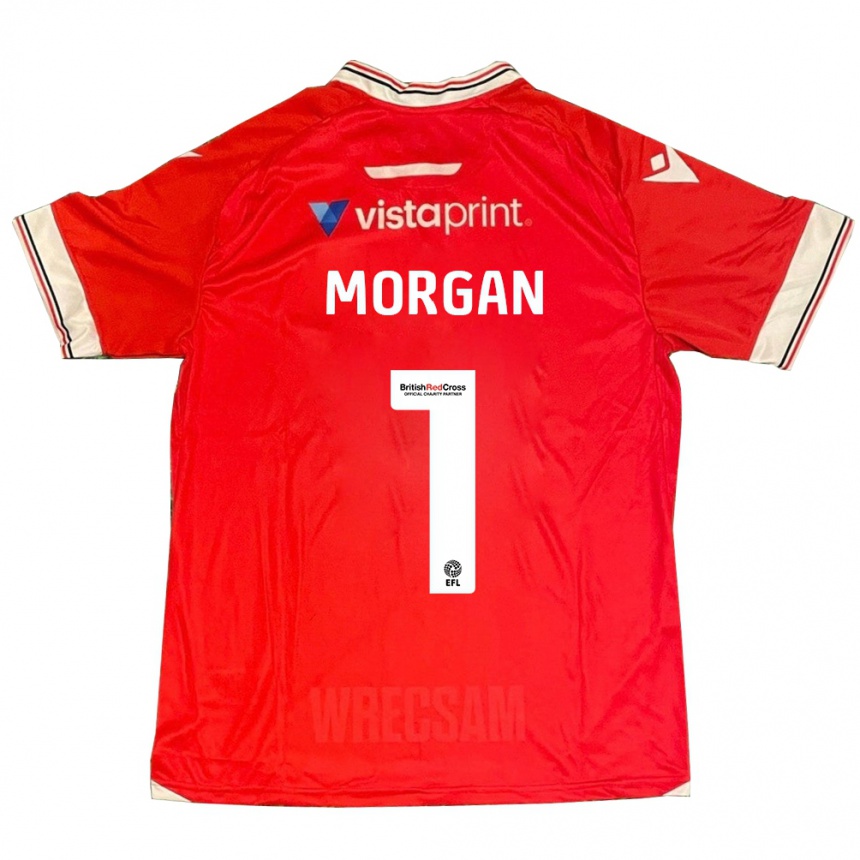 Kids Football Delyth Morgan #1 Red Home Jersey 2023/24 T-Shirt