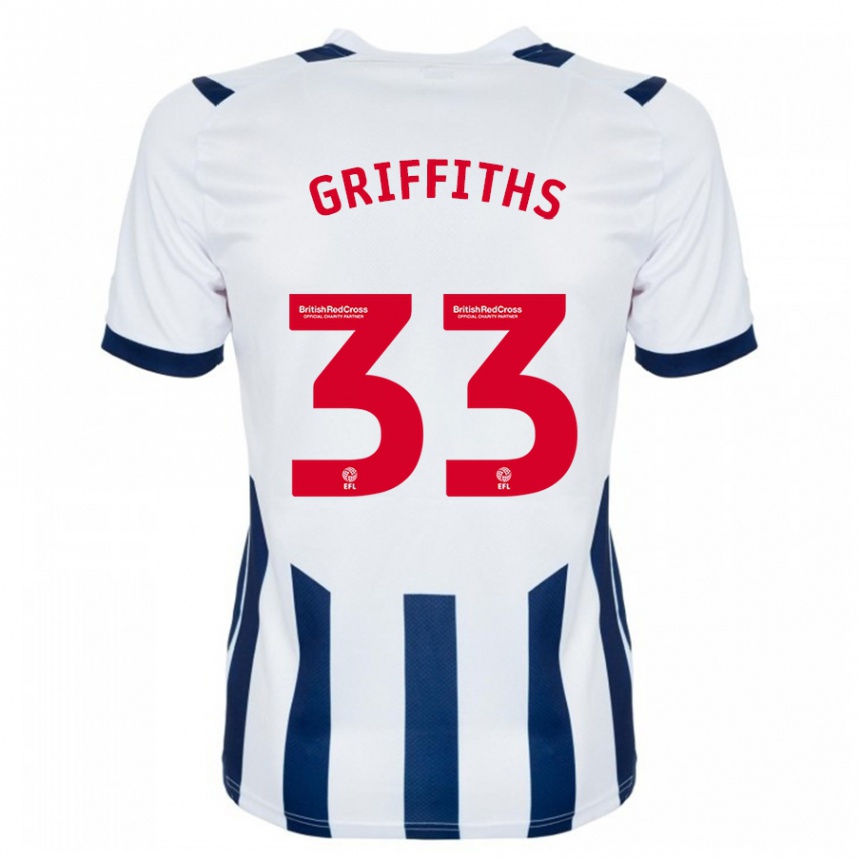 Kids Football Josh Griffiths #33 White Home Jersey 2023/24 T-Shirt