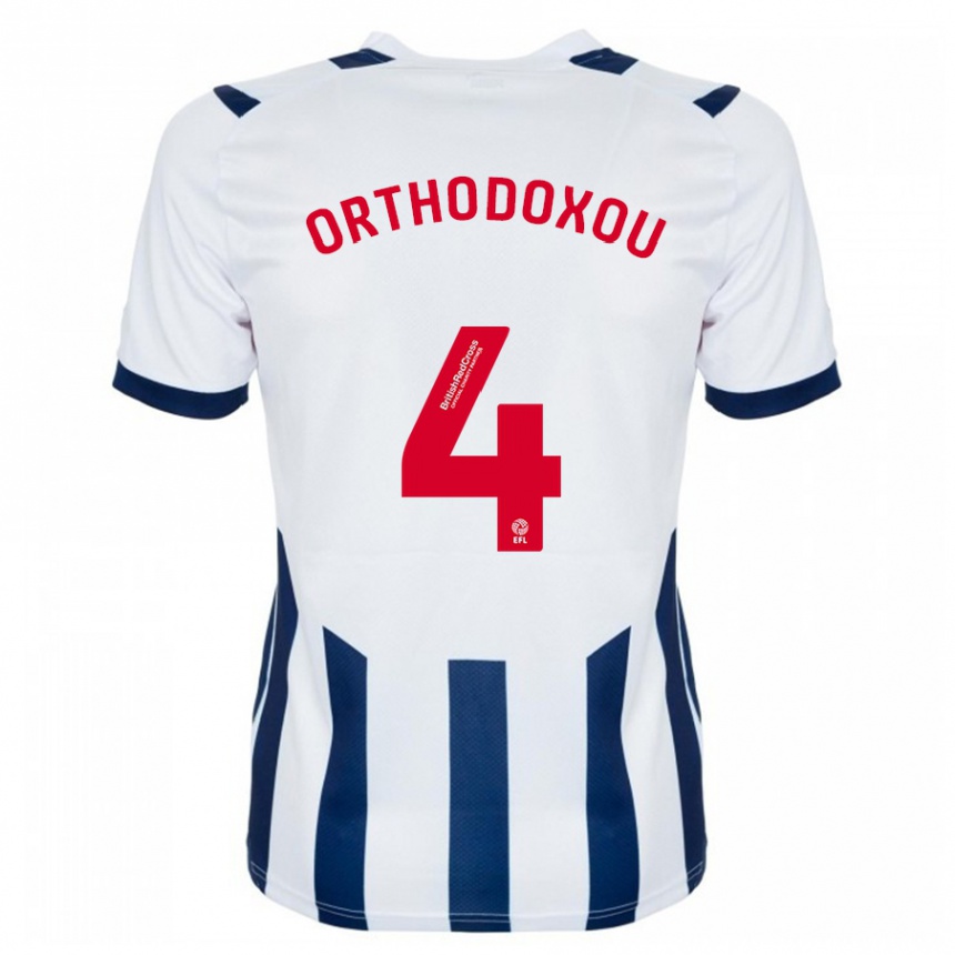 Kids Football Francesca Orthodoxou #4 White Home Jersey 2023/24 T-Shirt