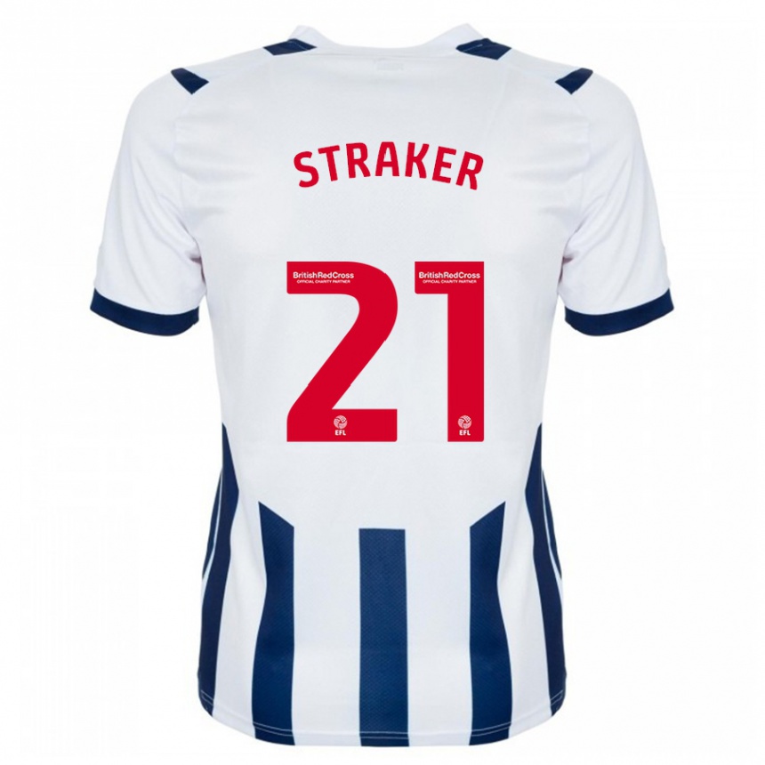 Kids Football Jannelle Straker #21 White Home Jersey 2023/24 T-Shirt