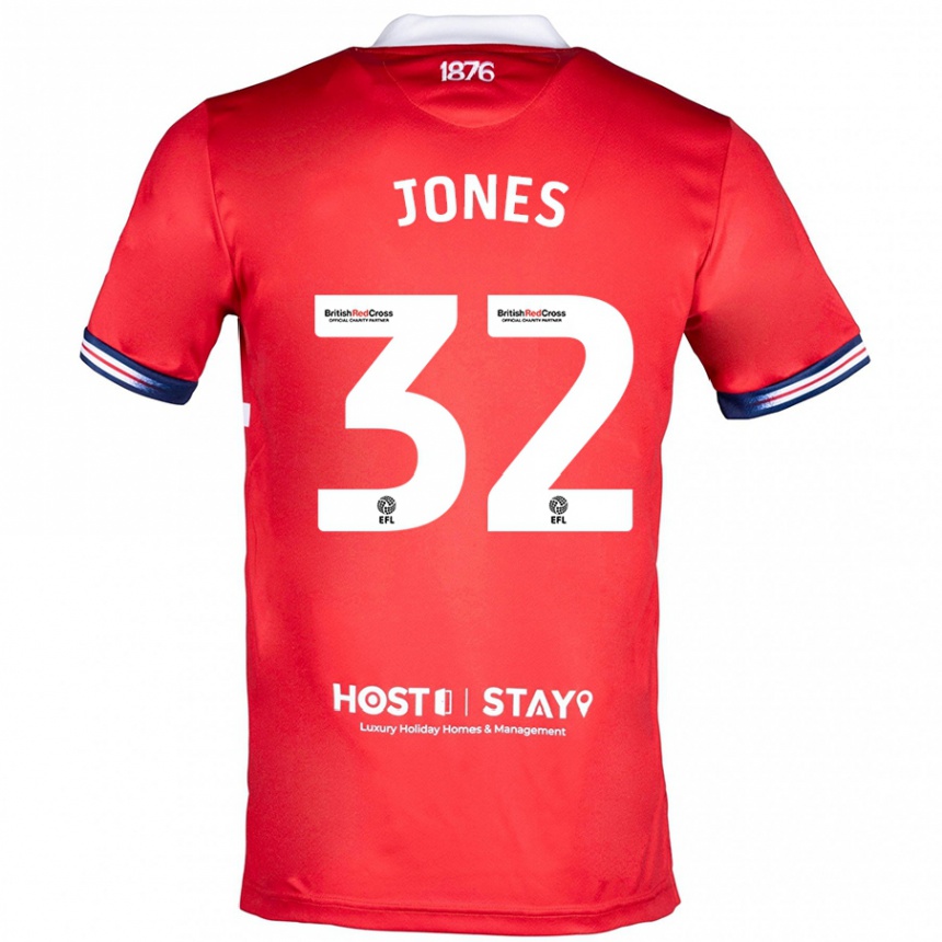 Kids Football Jamie Jones #32 Red Home Jersey 2023/24 T-Shirt