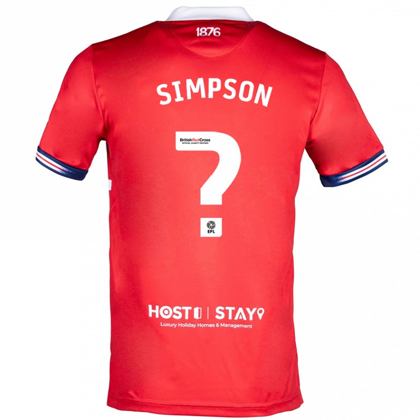 Kids Football Nathan Simpson #0 Red Home Jersey 2023/24 T-Shirt