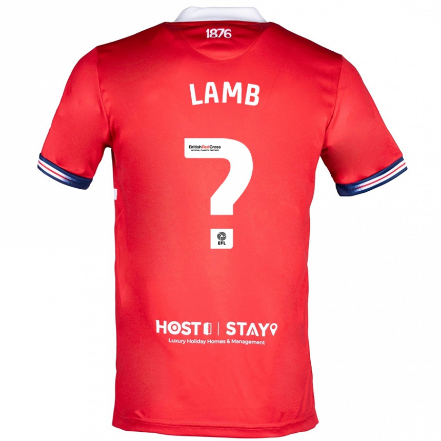 Kids Football Oliver Lamb #0 Red Home Jersey 2023/24 T-Shirt