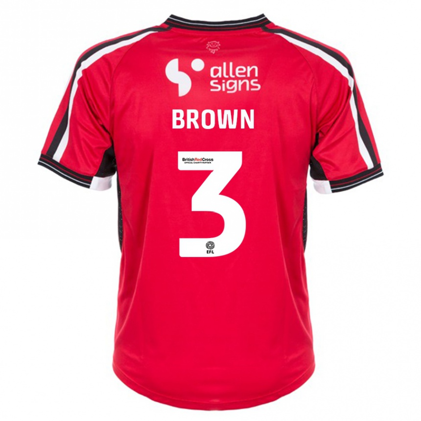 Kids Football Jaden Brown #3 Red Home Jersey 2023/24 T-Shirt