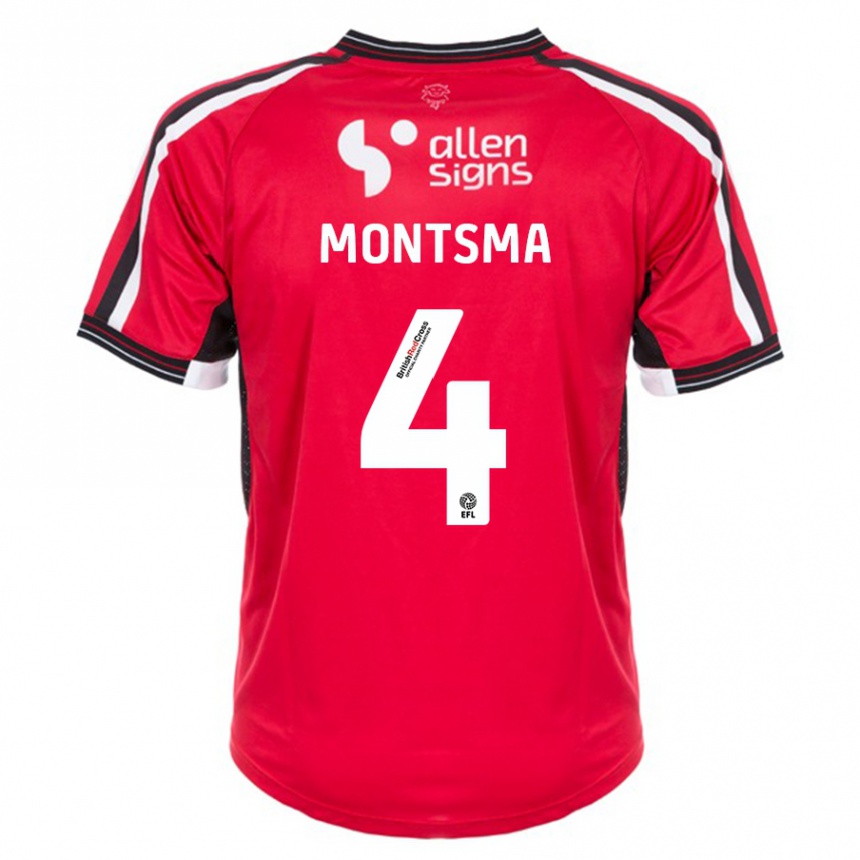 Kids Football Lewis Montsma #4 Red Home Jersey 2023/24 T-Shirt