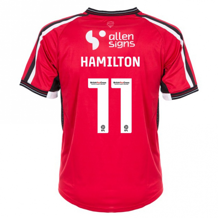 Kids Football Ethan Hamilton #11 Red Home Jersey 2023/24 T-Shirt