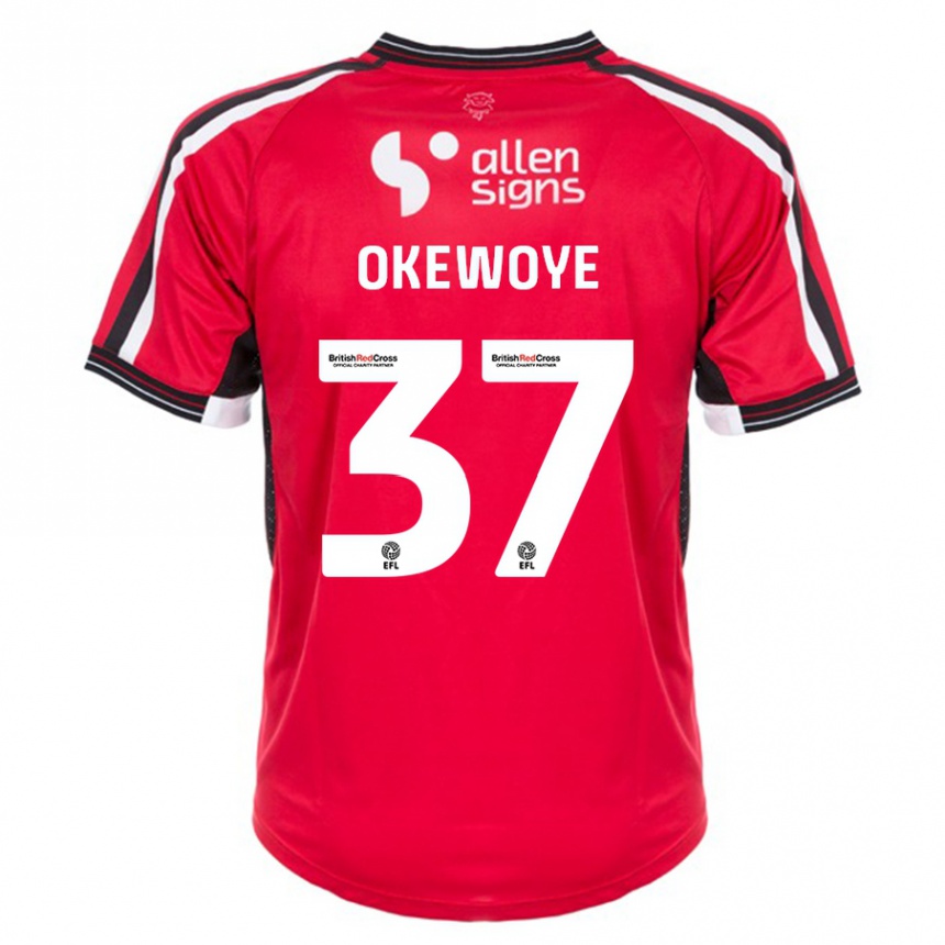 Kids Football Gbolahan Okewoye #37 Red Home Jersey 2023/24 T-Shirt