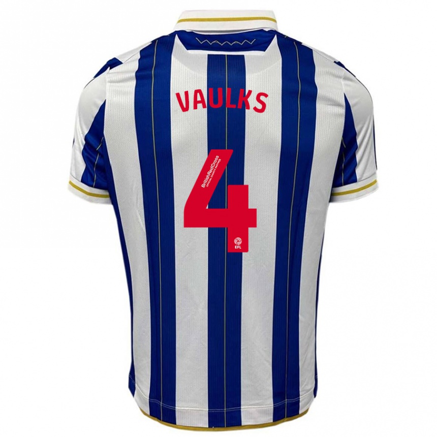 Kids Football Will Vaulks #4 Blue White Home Jersey 2023/24 T-Shirt