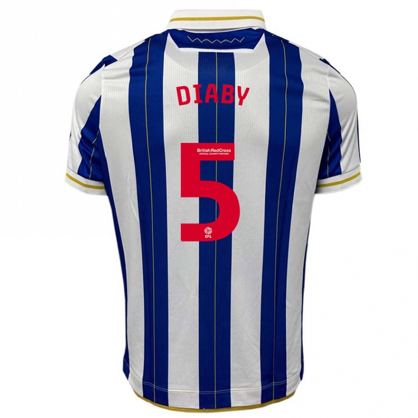 Kids Football Bambo Diaby #5 Blue White Home Jersey 2023/24 T-Shirt