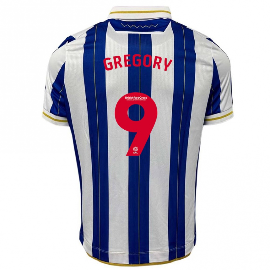 Kids Football Lee Gregory #9 Blue White Home Jersey 2023/24 T-Shirt