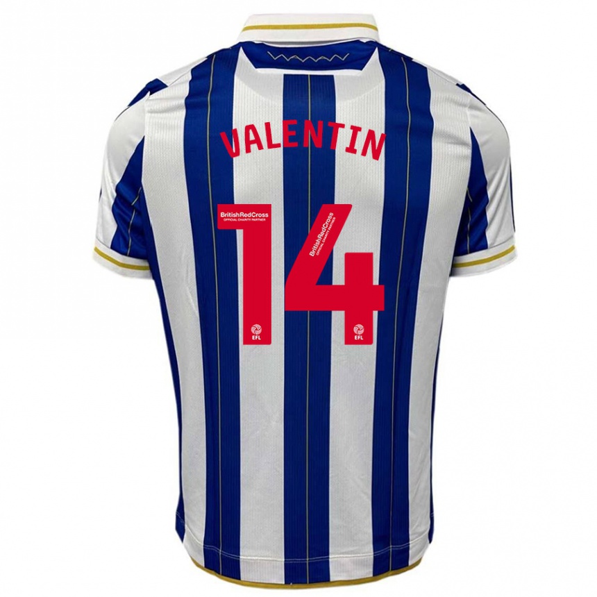 Kids Football Pol Valentín #14 Blue White Home Jersey 2023/24 T-Shirt