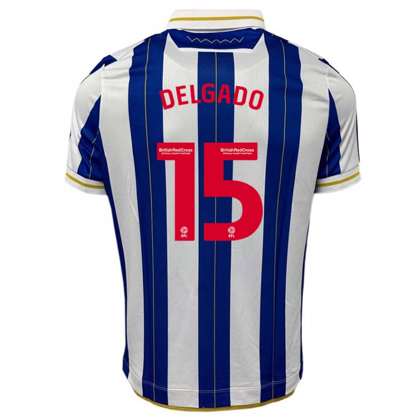 Kids Football Juan Delgado #15 Blue White Home Jersey 2023/24 T-Shirt