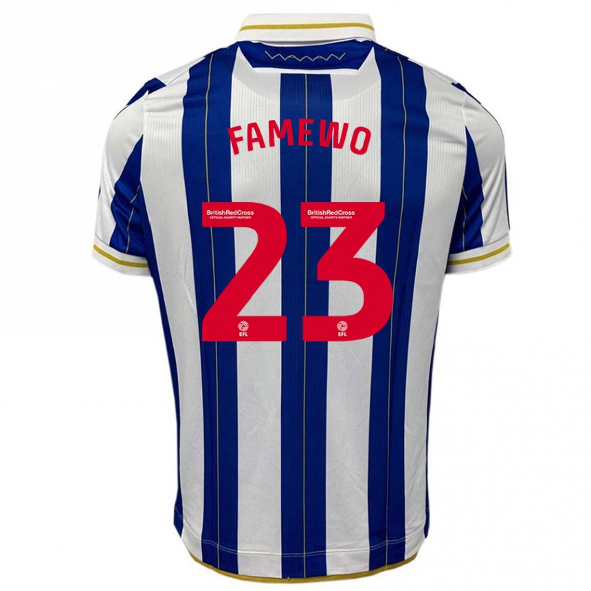 Kids Football Akin Famewo #23 Blue White Home Jersey 2023/24 T-Shirt