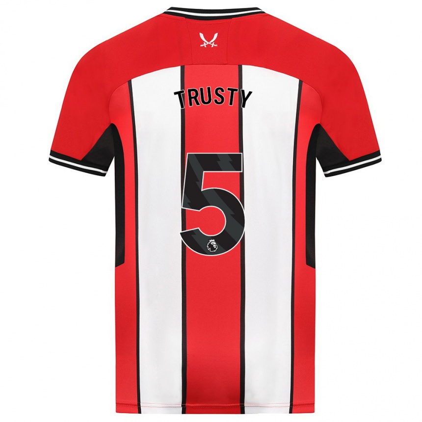 Kids Football Auston Trusty #5 Red Home Jersey 2023/24 T-Shirt