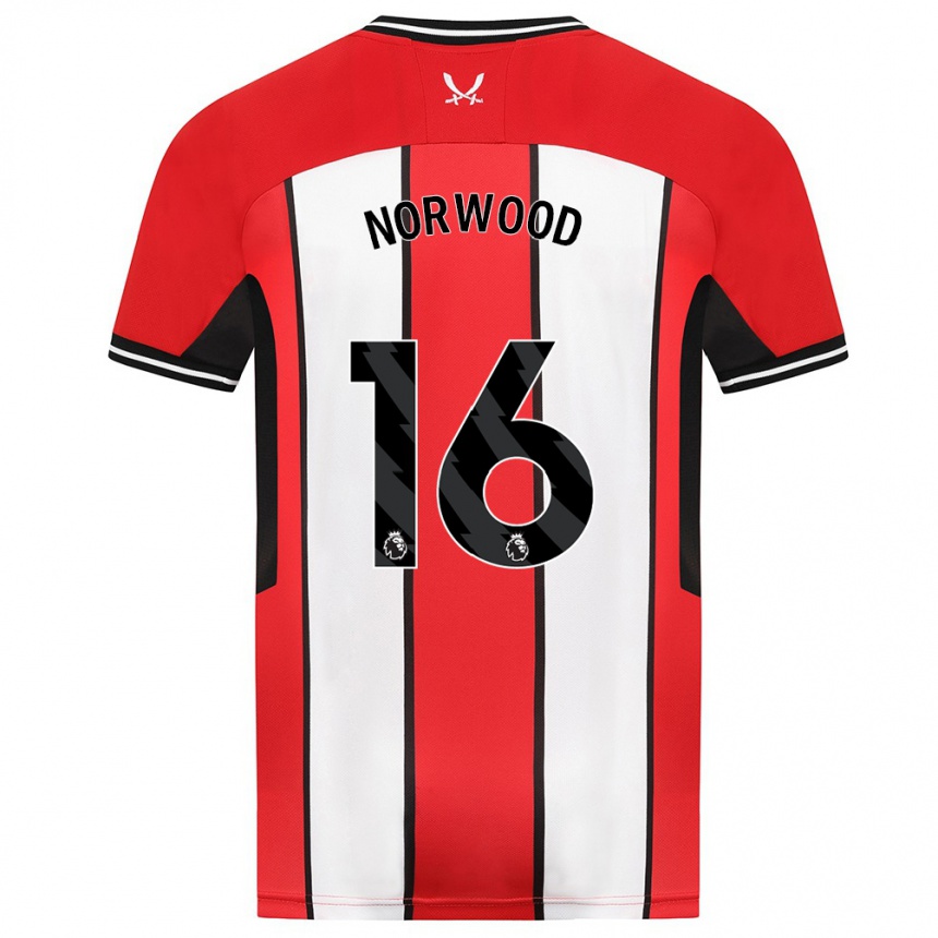 Kids Football Oliver Norwood #16 Red Home Jersey 2023/24 T-Shirt