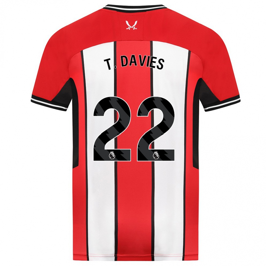 Kids Football Tom Davies #22 Red Home Jersey 2023/24 T-Shirt