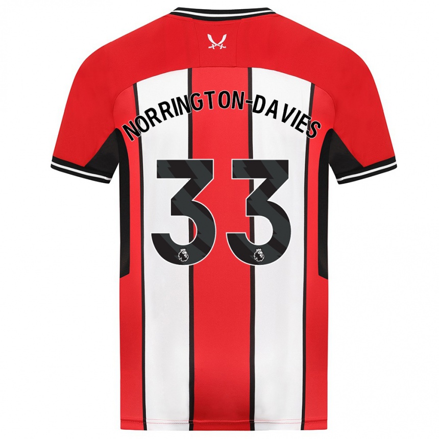 Kids Football Rhys Norrington-Davies #33 Red Home Jersey 2023/24 T-Shirt