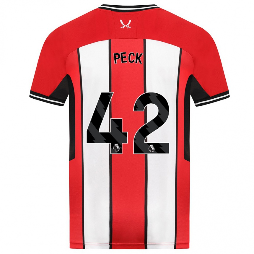 Kids Football Sydie Peck #42 Red Home Jersey 2023/24 T-Shirt