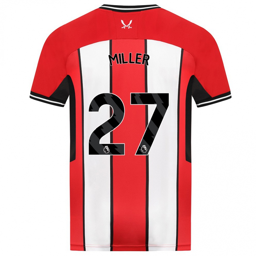 Kids Football Lara Miller #27 Red Home Jersey 2023/24 T-Shirt