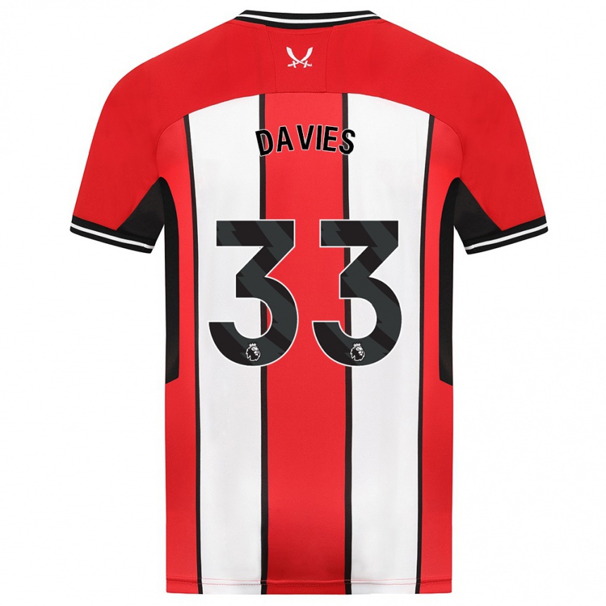 Kids Football Bethan Davies #33 Red Home Jersey 2023/24 T-Shirt