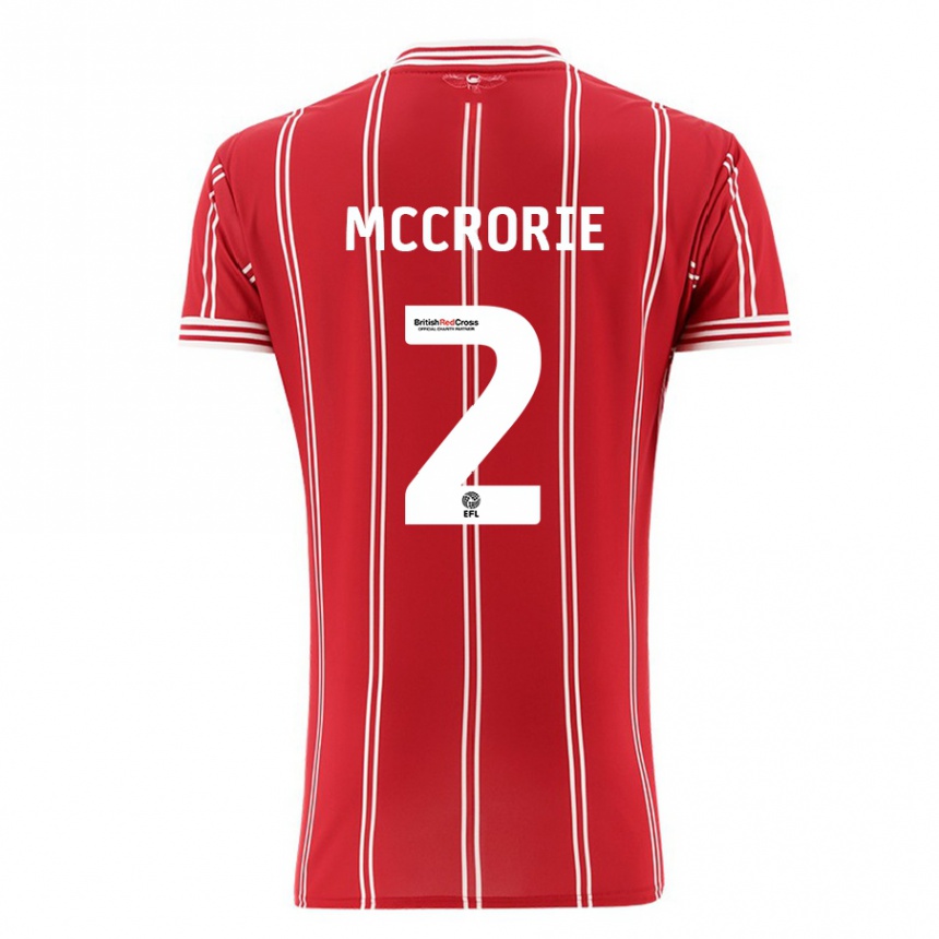 Kids Football Ross Mccrorie #2 Red Home Jersey 2023/24 T-Shirt