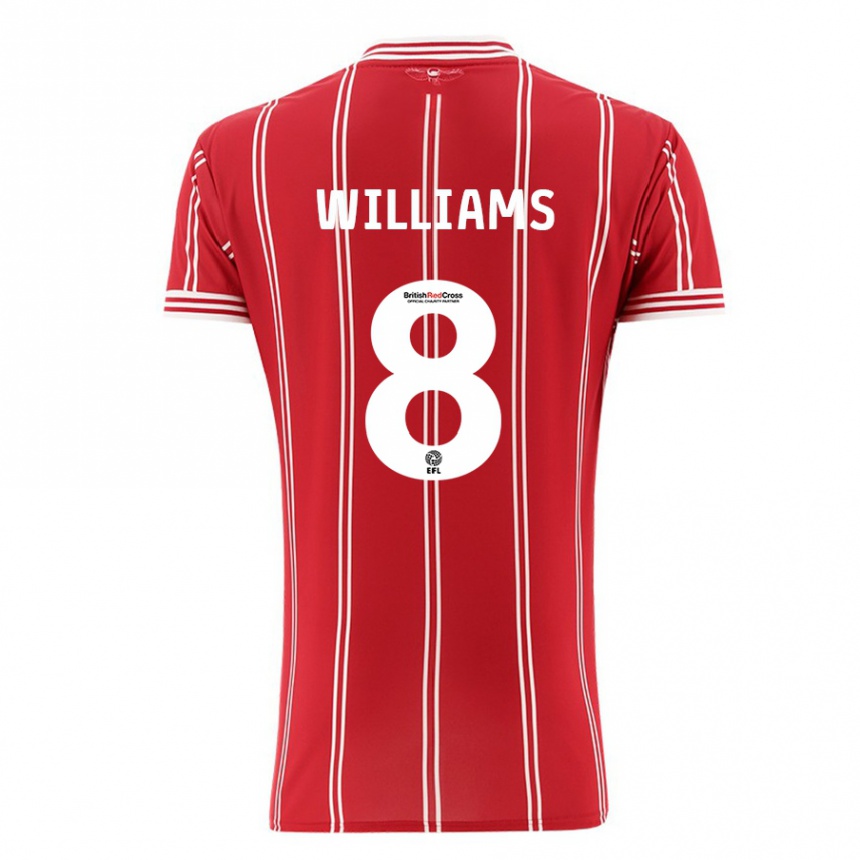 Kids Football Joe Williams #8 Red Home Jersey 2023/24 T-Shirt